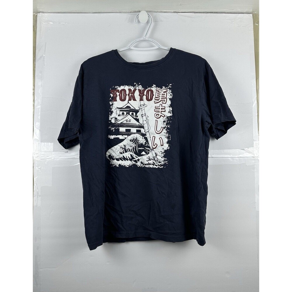 Soul Star England Tokyo Japan Graphic T-Shirt Men's Medium Navy Streetwear Tee